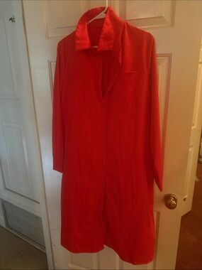 Bright Red Button-Up midi Shirt Dress